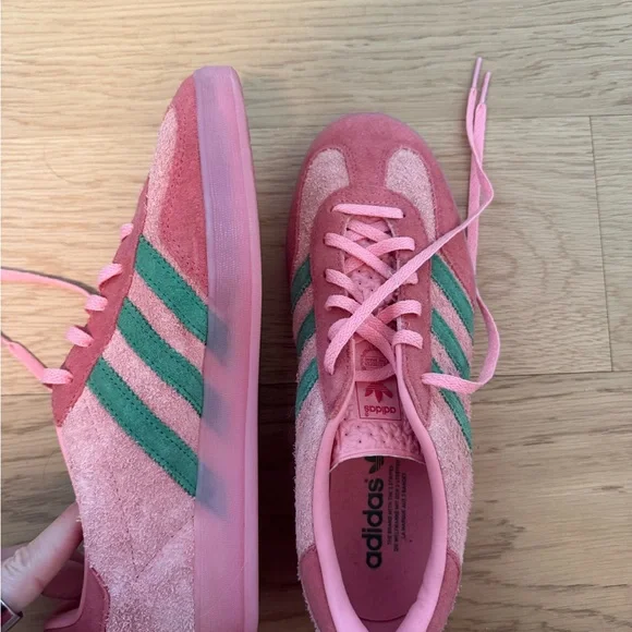 Adidas Pink and Green Suede Gazelle Sneakers - Picture 2 of 4